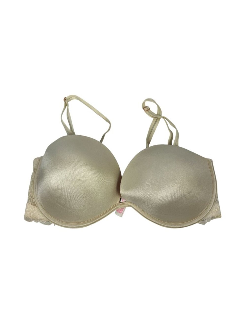 Victorias Secret PINK Lightly Padded Lace Bra 36DD Ivory Adjustable Straps